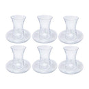Lead Free Glass Tea Cup & Saucer Set/6  6*9.5/11.5 cm