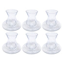 Lead Free Glass Tea Cup & Saucer Set/6  6*9.5/11.5 cm