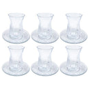 Lead Free Glass Tea Cup & Saucer Set/6  6*9.5/11.5 cm