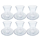 Lead Free Glass Tea Cup & Saucer Set/6  6.3*9.5/10.5 cm