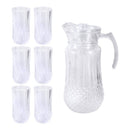 Glass Beverage Water Jug & Tumbler Set/7 Pcs