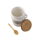 Ceramic Canister Set/3 Pcs with Wooden Tray 10*14 cm