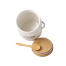 Ceramic Canister Set/3 Pcs with Wooden Tray 10*14 cm