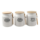 Ceramic Canister Set/3 Pcs with Wooden Tray 10*14 cm