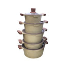 Beige Marble Non Stick Cookware Casserole Pot Set/5 Pcs 20/24/28/28/32cm