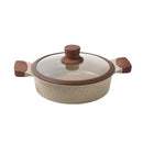 Beige Marble Non Stick Shallow Pot Casserole 26cm