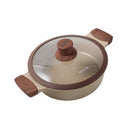 Beige Marble Non Stick Shallow Pot Casserole 26cm