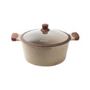 Beige Marble Non Stick Shallow Pot Casserole 30cm