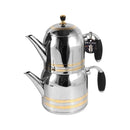 Stainless Steel Stovetop Tea Pot Kettle Set/2 Pcs 1.4L+2.2L