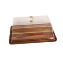 Rectangular Wooden Cake Stand with Acrylic Dome Lid 36.3*26.3*14.8 cm