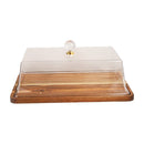 Rectangular Wooden Cake Stand with Acrylic Dome Lid 36.3*26.3*14.8 cm