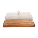 Rectangular Wooden Cake Stand with Acrylic Dome Lid 36.3*26.3*14.8 cm