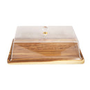 Rectangular Wooden Cake Stand with Acrylic Dome Lid 41.8*30*14.8 cm