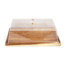 Rectangular Wooden Cake Stand with Acrylic Dome Lid 41.8*30*14.8 cm
