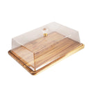 Rectangular Wooden Cake Stand with Acrylic Dome Lid 41.8*30*14.8 cm