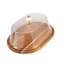 Rectangular Wooden Cake Stand with Acrylic Dome Lid 35.8*25.8*14.8 cm