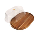 Rectangular Wooden Cake Stand with Acrylic Dome Lid 35.8*25.8*14.8 cm