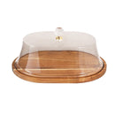 Rectangular Wooden Cake Stand with Acrylic Dome Lid 35.8*25.8*14.8 cm