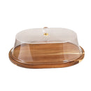 Rectangular Wooden Cake Stand with Acrylic Dome Lid 41.5*30.8*15 cm
