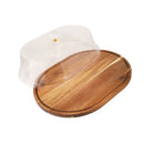 Rectangular Wooden Cake Stand with Acrylic Dome Lid 41.5*30.8*15 cm