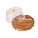 Rectangular Wooden Cake Stand with Acrylic Dome Lid 26.8*26.8*14.5 cm