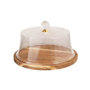 Rectangular Wooden Cake Stand with Acrylic Dome Lid 26.8*26.8*14.5 cm