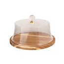 Rectangular Wooden Cake Stand with Acrylic Dome Lid 26.8*26.8*14.5 cm