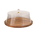 Rectangular Wooden Cake Stand with Acrylic Dome Lid 34*34*15.6 cm