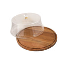 Rectangular Wooden Cake Stand with Acrylic Dome Lid 34*34*15.6 cm