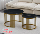 2 Piece Round Iron Nesting Coffee & Side Table Set 50*39/70*47 cm