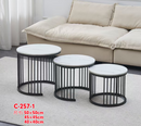 2 Piece Round Iron Nesting Coffee & Side Table Set 50*50/45*45/40*40 cm