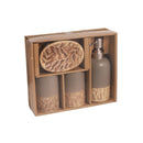 Ceramic Brown Bathroom Accessories Set/4 Pcs 7*10(2pcs)/12*8/17 cm