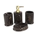 Ceramic Black Bathroom Accessories Set/4 Pcs 12*8.5/10.5*7.5*6(2pcs)/16.5 cm