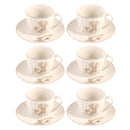 Ceramic Coffee Cup & Saucer Set/6 Pcs 90cc/11 cm