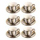 Ceramic Coffee Cup & Saucer Set/6 Pcs 90cc/11 cm
