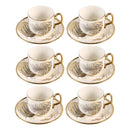 Ceramic Coffee Cup & Saucer Set/6 Pcs 90cc/11 cm