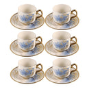 Ceramic Coffee Cup & Saucer Set/6 Pcs 90cc/11 cm