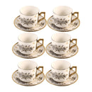Ceramic Coffee Cup & Saucer Set/6 Pcs 100cc/11 cm