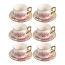 Ceramic Coffee Cup & Saucer Set/6 Pcs 100cc/11 cm