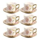 Ceramic Coffee Cup & Saucer Set/6 Pcs 100cc/11 cm