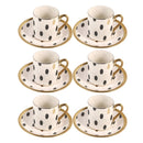 Ceramic Coffee Cup & Saucer Set/6 Pcs 90cc/11 cm