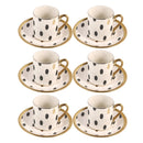 Ceramic Coffee Cup & Saucer Set/6 Pcs 90cc/11 cm