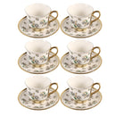 Ceramic Coffee Cup & Saucer Set/6 Pcs 90cc/11 cm