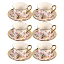 Ceramic Coffee Cup & Saucer Set/6 Pcs 90cc/11 cm