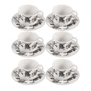 Ceramic Coffee Cup & Saucer Set/6 Pcs 90cc/11 cm