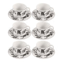 Ceramic Coffee Cup & Saucer Set/6 Pcs 90cc/11 cm