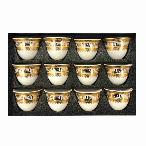 Ceramic Coffee Cawa Shafee Cup Set of 12 Pcs Set Gold 90 ml
