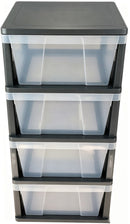 Plastic 4-Tier Large Drawer Storage Unit 48 cm - Clear