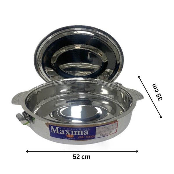 Stainless Steel Maxima Hot Pot Food Warmer Oval Clip Handle 7500ml