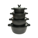 Chef & Cook Marble Black Casserole Pot Set of 4 – 20cm, 24cm, 28cm & 32cm